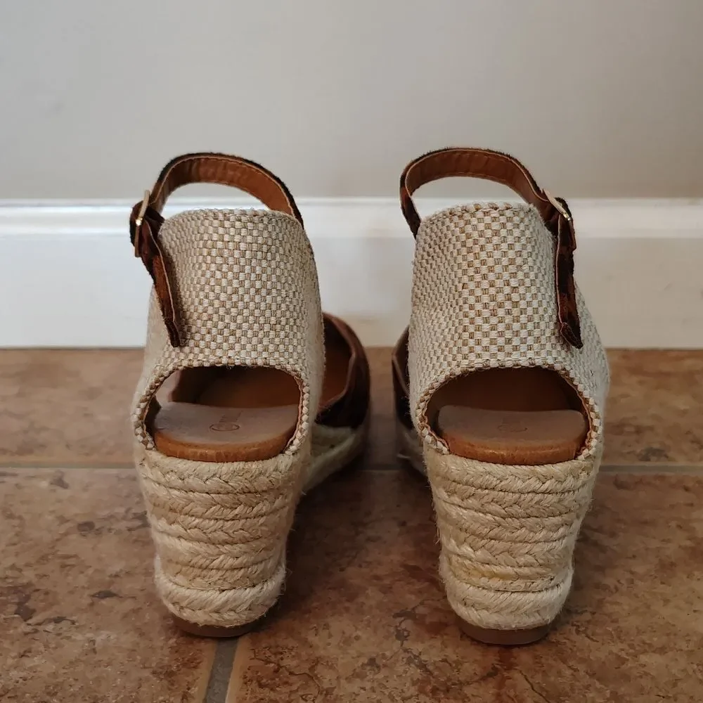 New Leopard Mary-Jane Espadrille Wedge Heel Sandals